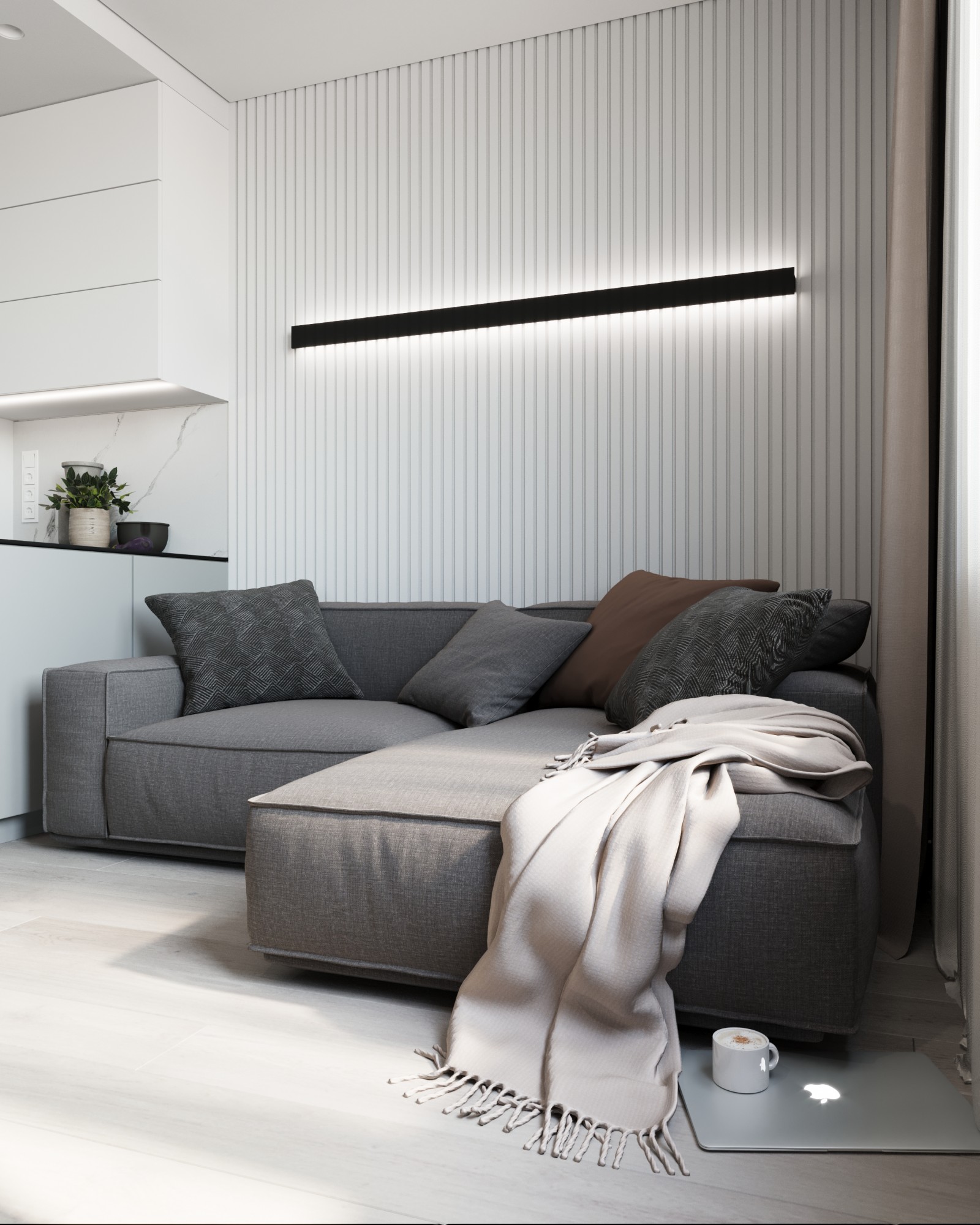 Стеновая панель под покраску Bello Deco СП 06/3 3000×200×8 фото в интерьере